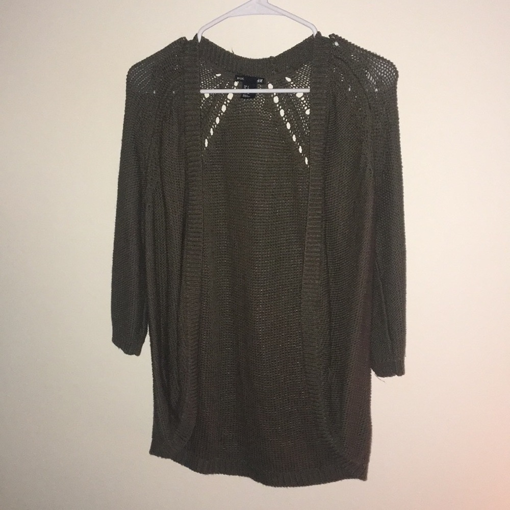 H&M army green cardigan